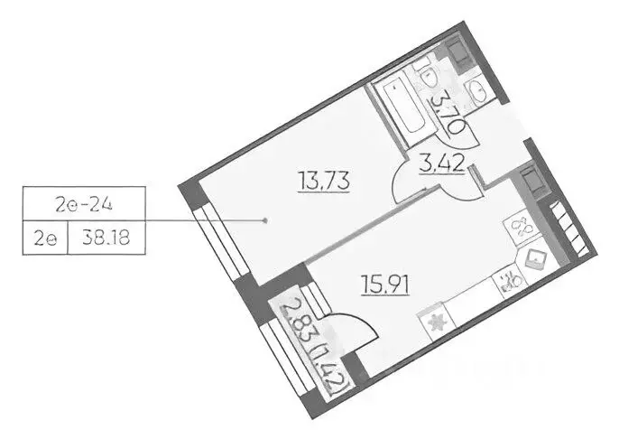 1-к кв. Санкт-Петербург наб. Черной речки, 5 (38.0 м) - Фото 2
