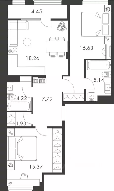 2-к кв. Тульская область, Тула ул. Карпова, 103А (73.79 м) - Фото 0