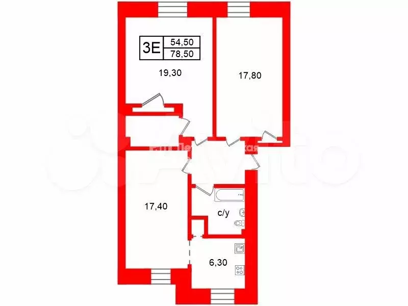 3-к. квартира, 78,5 м, 4/5 эт. - Фото 0