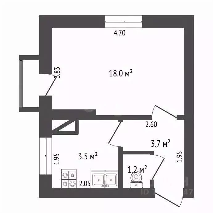 1-к кв. Крым, Симферополь ул. Жигалиной (30.0 м) - Фото 2