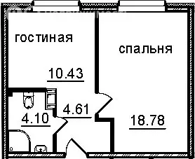 1-комнатная квартира: Санкт-Петербург, Витебский проспект, 99к1 (37.92 ... - Фото 0
