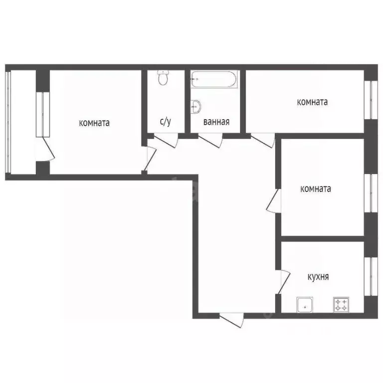 3-к кв. Курганская область, Курган Заозерный жилрайон, 5-й мкр, 3 ... - Фото 2