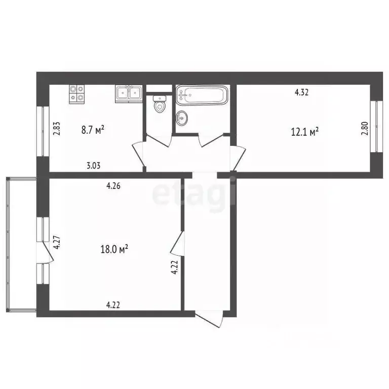 2-к кв. Челябинская область, Челябинск ул. 250-летия Челябинска, 5 ... - Фото 2