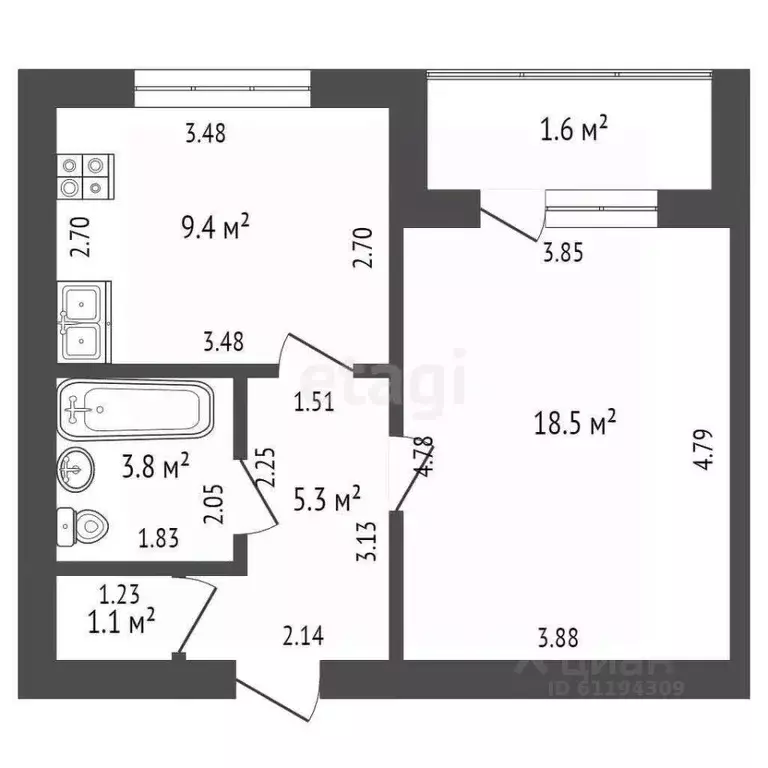 1-к кв. Мордовия, Саранск ул. Фридриха Энгельса, 15к4 (38.1 м) - Фото 1