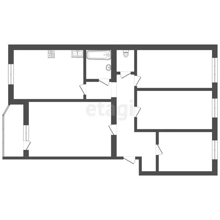 4-комнатная квартира: Нижнекамск, улица Бызова, 24 (74 м) - Фото 1