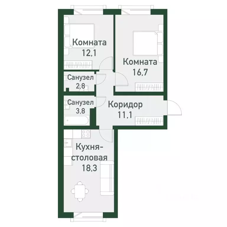 2-к кв. Челябинская область, Челябинский городской округ, пос. ... - Фото 0