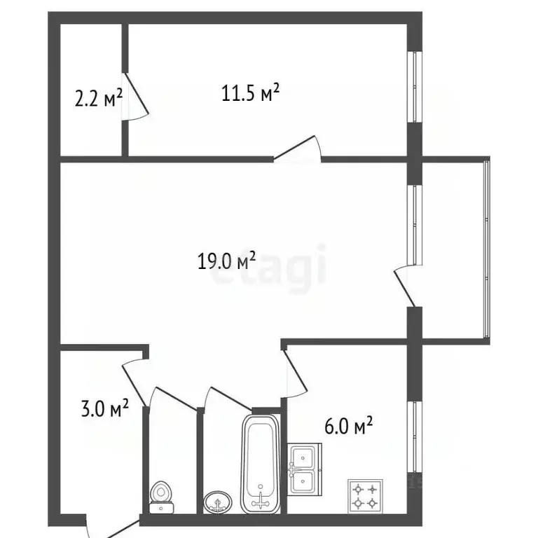 2-к кв. Санкт-Петербург просп. Тореза, 82 (44.0 м) - Фото 2