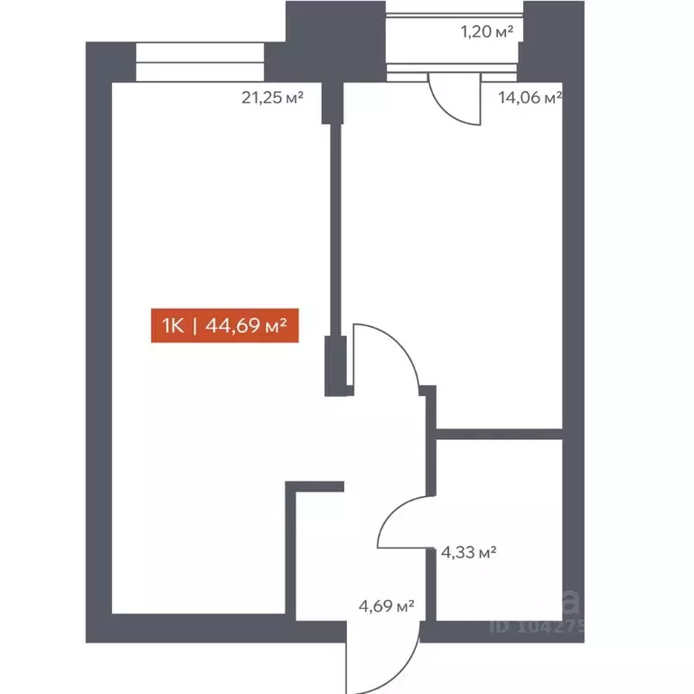 1-к кв. Томская область, Томск Красноармейская ул., 144 (44.69 м) - Фото 1