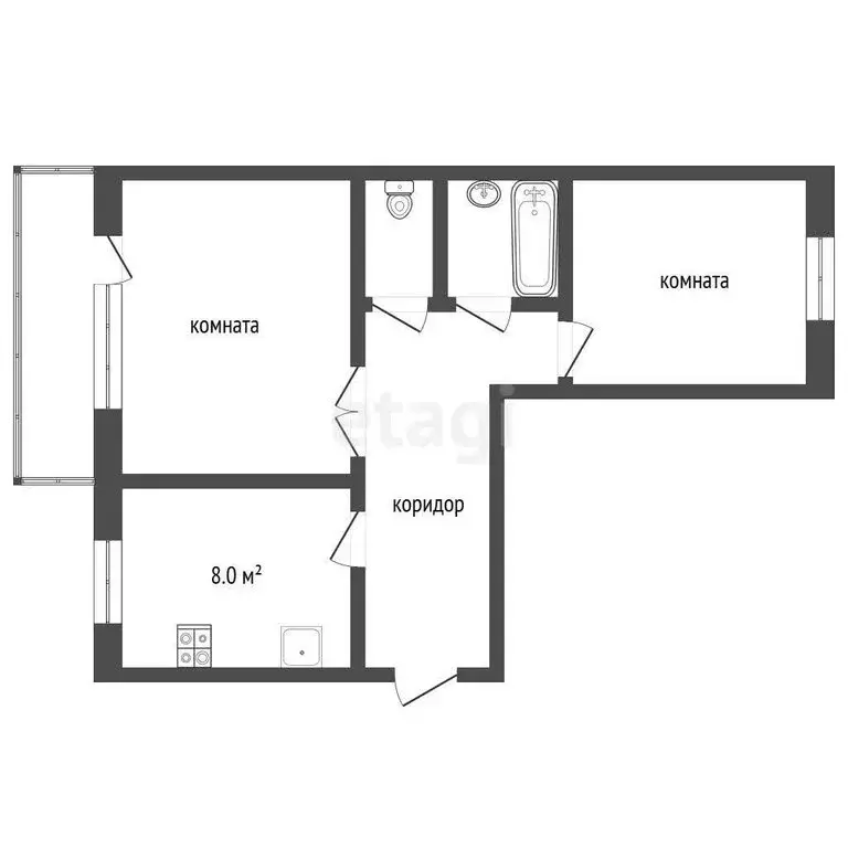 2-комнатная квартира: Камышлов, Советская улица, 103 (43.1 м) - Фото 1