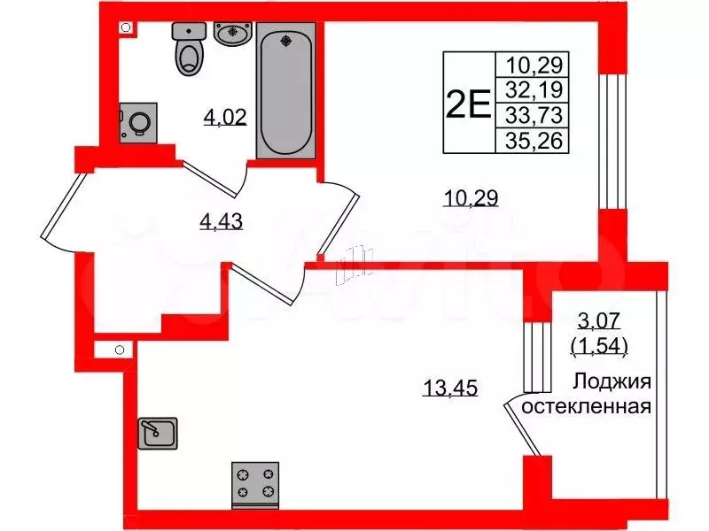 1-к. квартира, 33,7 м, 3/9 эт. - Фото 0