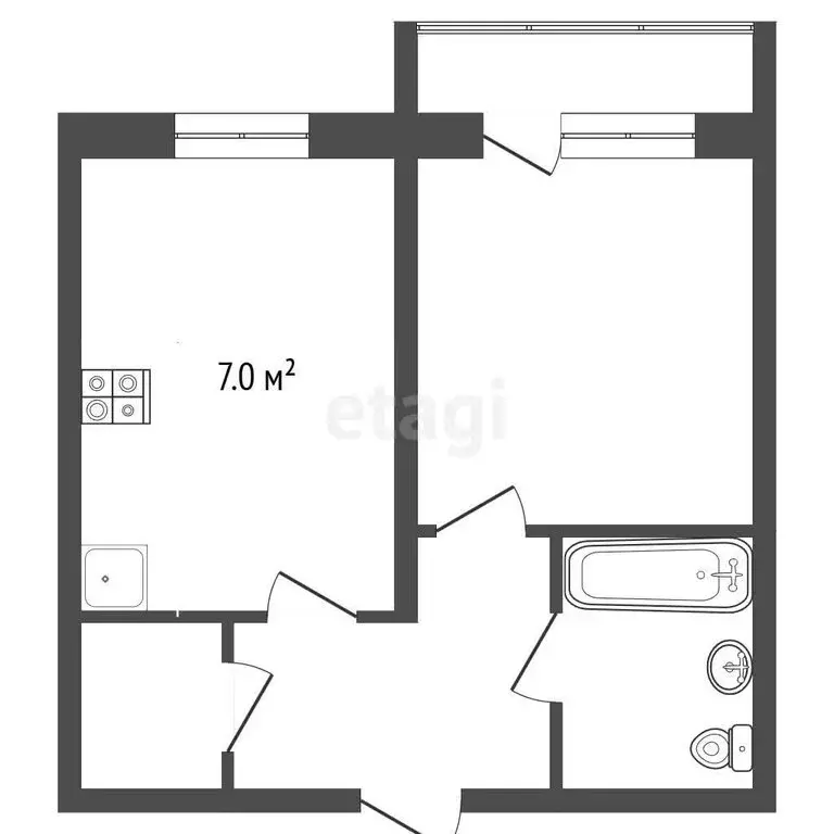 1-комнатная квартира: Меленки, улица Дзержинского, 23 (27.6 м) - Фото 0
