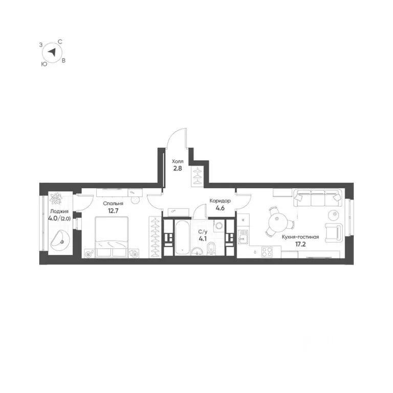 1-к кв. Свердловская область, Екатеринбург Солнечный жилрайон,  (43.2 ... - Фото 1