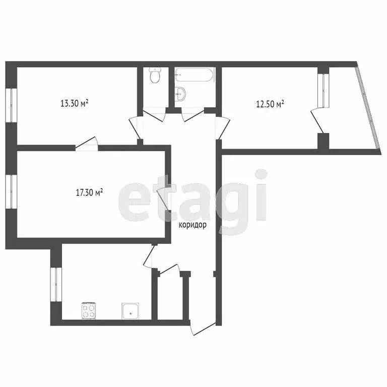 3-комнатная квартира: Тюмень, Ткацкий проезд, 5 (65 м) - Фото 0