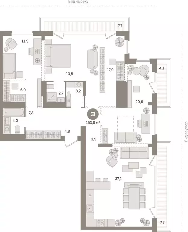 3-комнатная квартира: Тюмень, Краснооктябрьская улица, 4к1 (153.8 м) - Фото 2