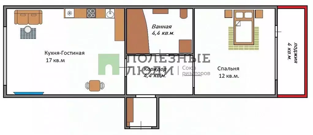 2-к кв. Кировская область, Киров ул. Ивана Попова, 64 (39.1 м) - Фото 1