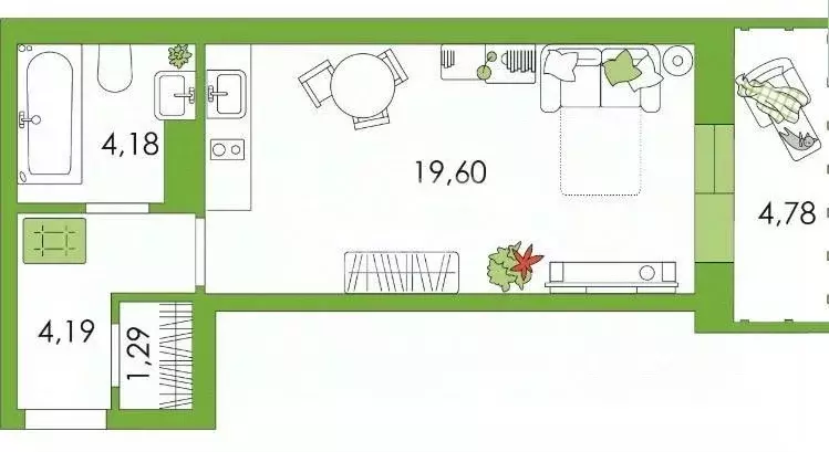 Студия Тульская область, Тула ул. Самоварная, 10 (28.6 м) - Фото 1
