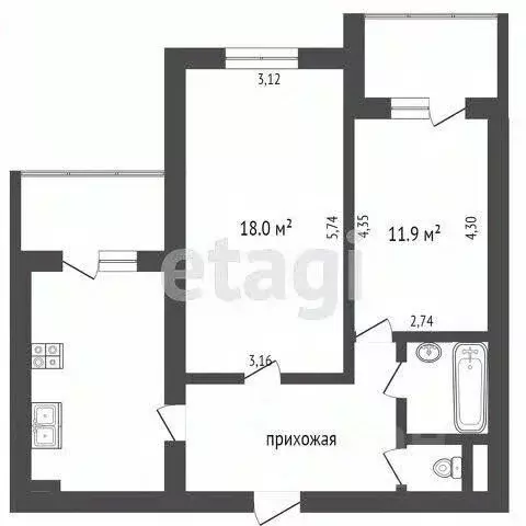 2-к кв. Ханты-Мансийский АО, Сургут ул. Маяковского, 11 (57.2 м) - Фото 0