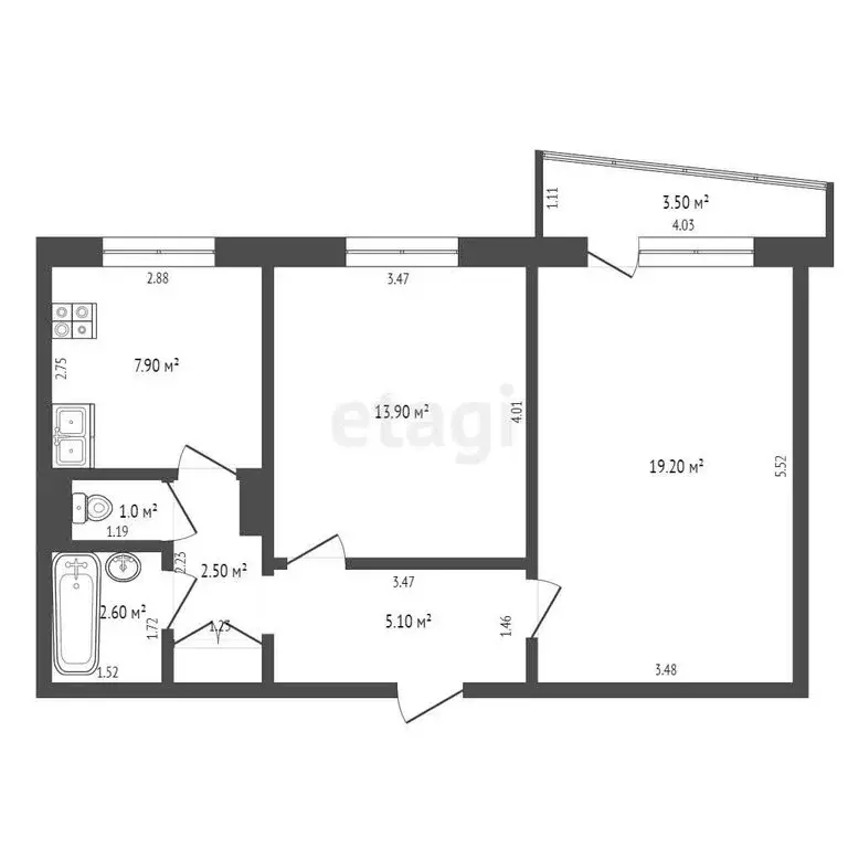 2-комнатная квартира: Тамбов, Красноармейская улица, 13 (53 м) - Фото 0