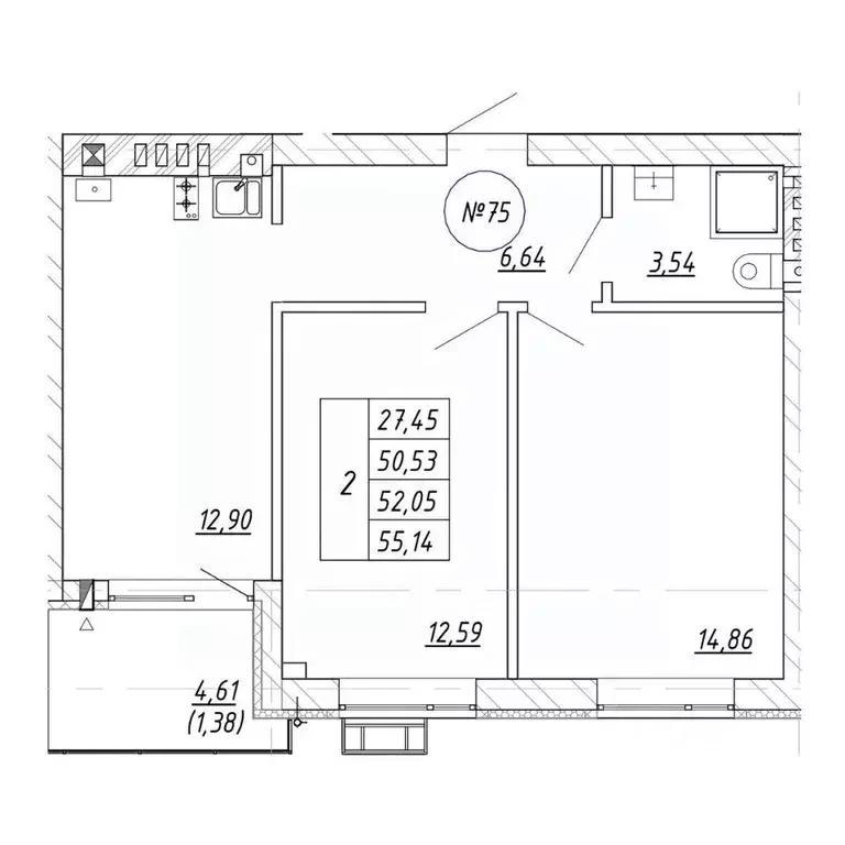 2-к кв. Калининградская область, Зеленоградск  (55.14 м) - Фото 1