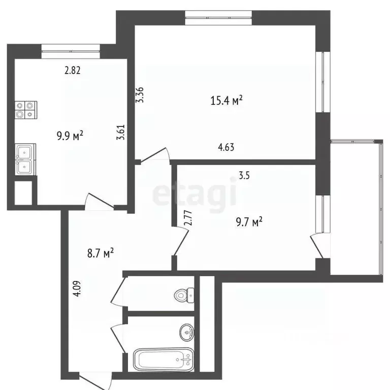 2-к кв. Москва Ленинский просп., 107к3 (49.0 м) - Фото 2
