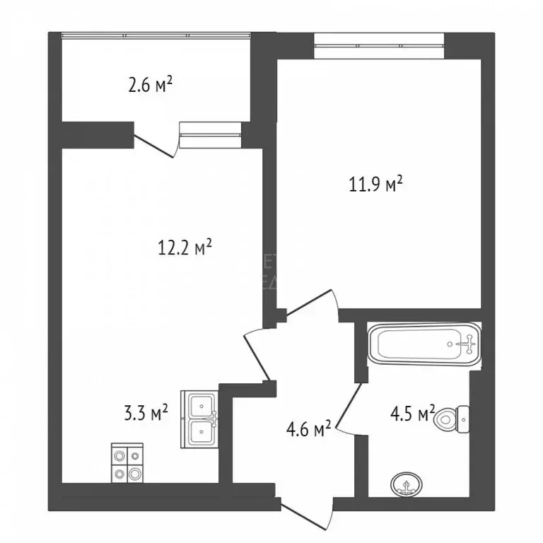 1-комнатная квартира: Тюмень, Причальная улица, 11 (40 м) - Фото 0