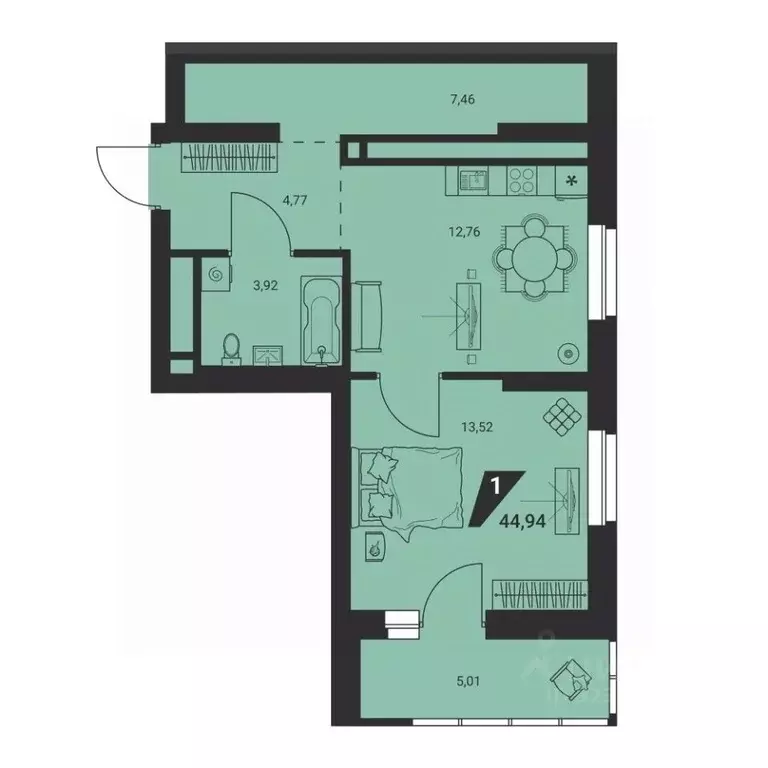 2-к кв. Свердловская область, Екатеринбург ул. Молодогвардейцев, 1 ... - Фото 1