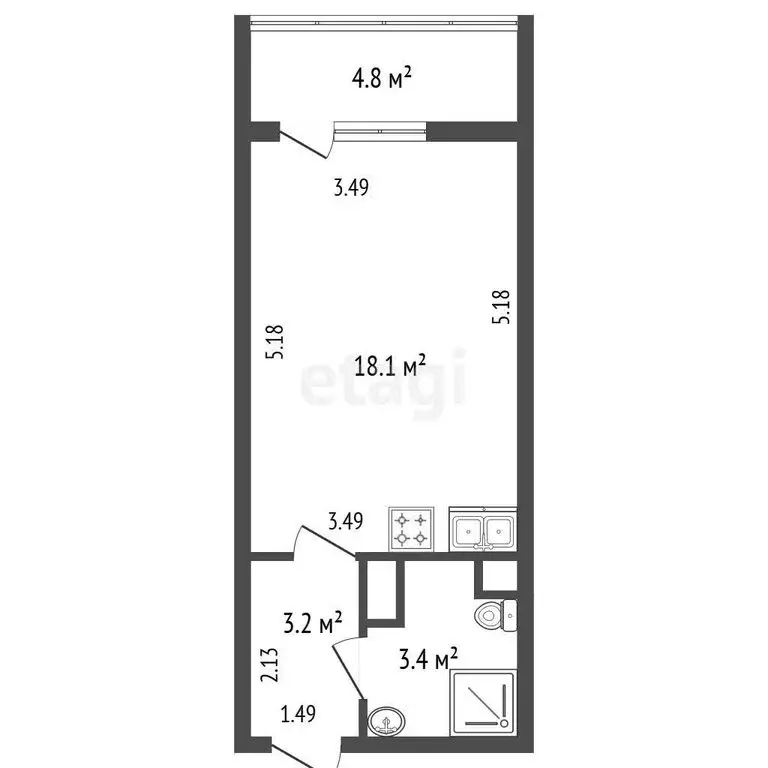 Квартира-студия: Санкт-Петербург, проспект Обуховской Обороны, 36 ... - Фото 1