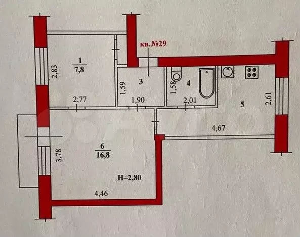 2-к. квартира, 39,7 м, 5/5 эт. - Фото 0