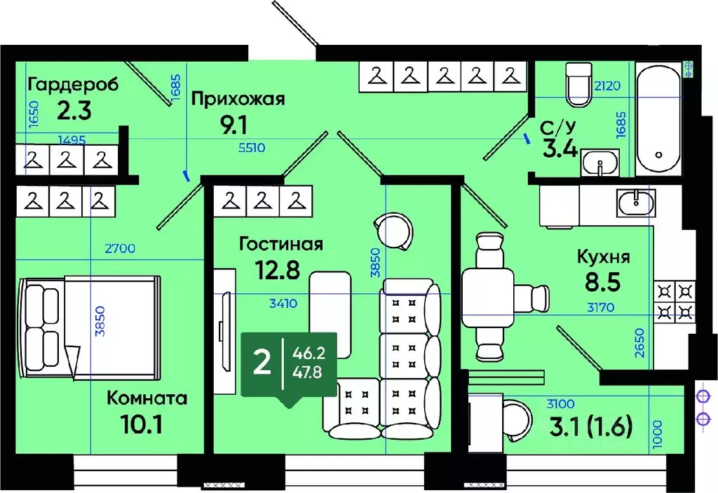 2-к кв. Ростовская область, Батайск ул. Олимпийское кольцо, 36к20 ... - Фото 0