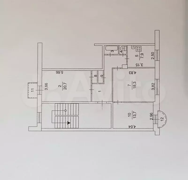 3-к. квартира, 74,3 м, 2/2 эт. - Фото 0