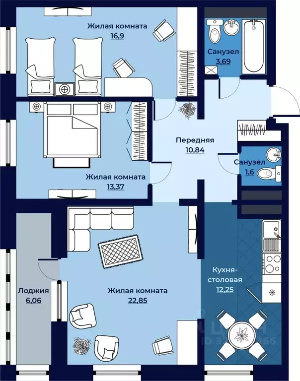 Свободной планировки кв. Камчатский край, Петропавловск-Камчатский ... - Фото 2