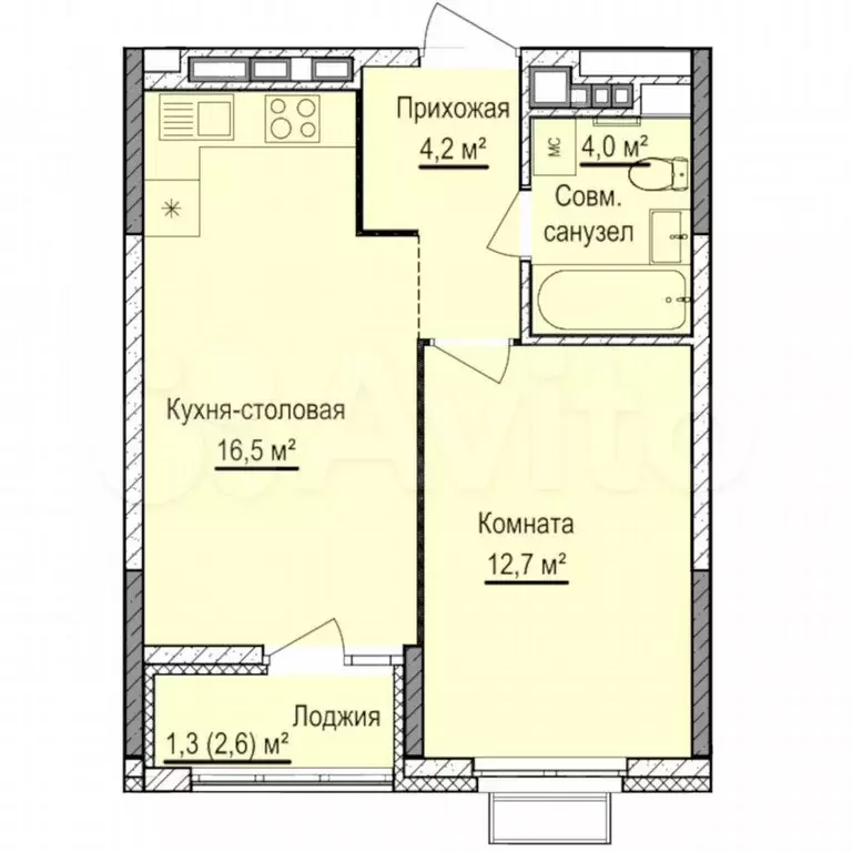 1-к. квартира, 37,4 м, 13/18 эт. - Фото 0