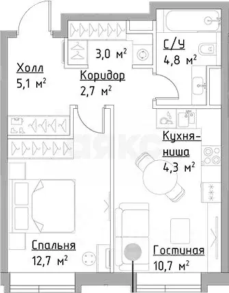 2-к кв. Москва Дубининская ул., 59А (43.3 м) - Фото 1