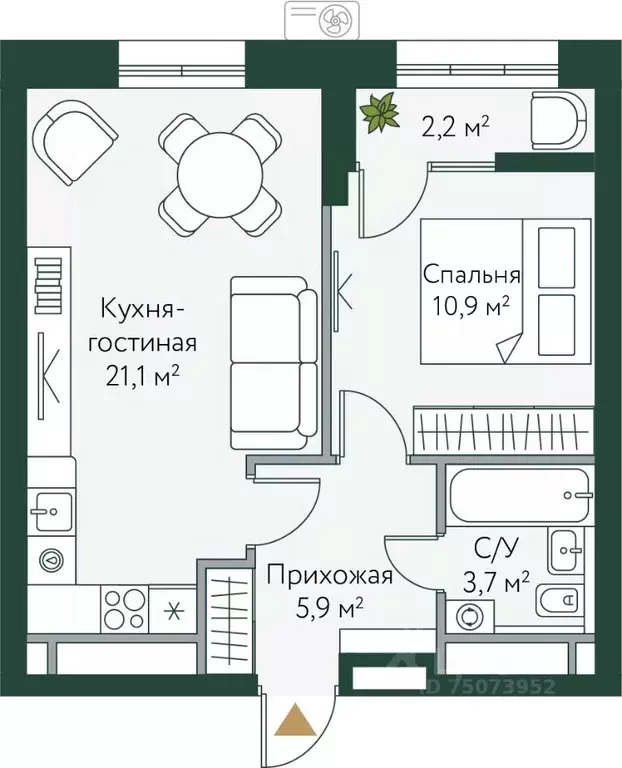 1-к кв. Волгоградская область, Волгоград Новосибирская ул., 74с1 (43.8 ... - Фото 0