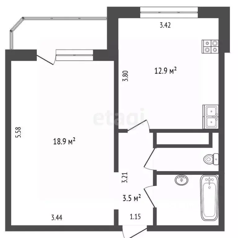 1-к кв. Тюменская область, Тюмень Широтная ул., 172к2 (41.9 м) - Фото 0