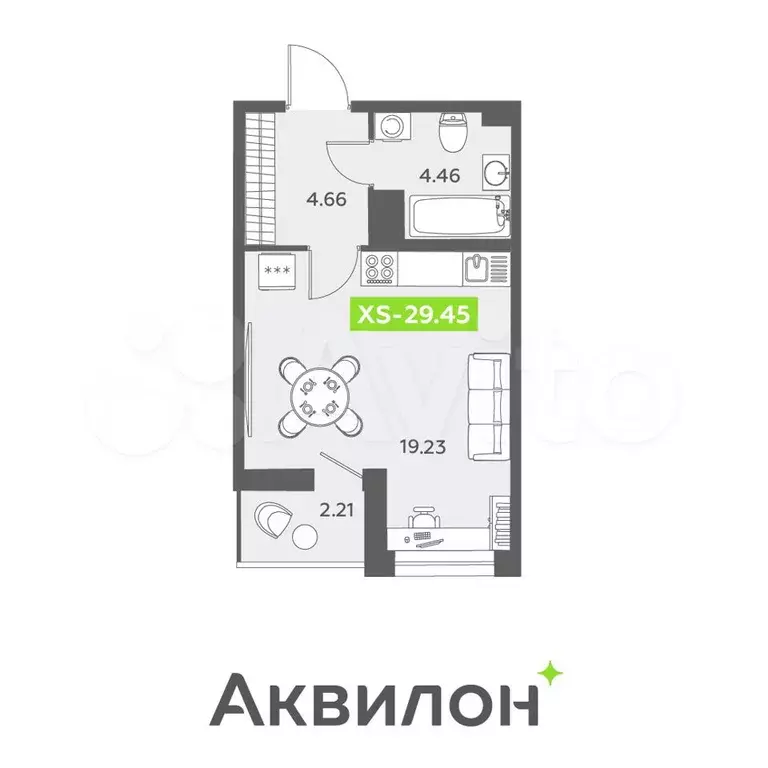 квартира-студия, 29,5 м, 13/13 эт. - Фото 1