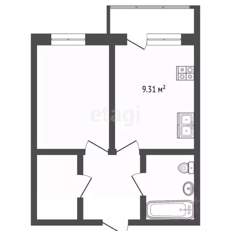 1-к кв. Севастополь ул. Братьев Манганари, 28 (38.4 м) - Фото 2