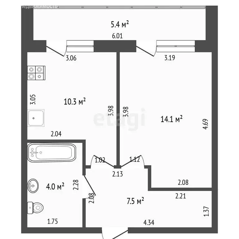 1-комнатная квартира: Тюмень, улица Ю.-Р.Г. Эрвье, 30к1 (37.2 м) - Фото 1