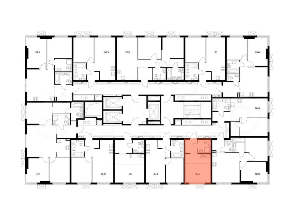 Квартира-студия, 22,5 м, 6/24 эт. - Фото 1