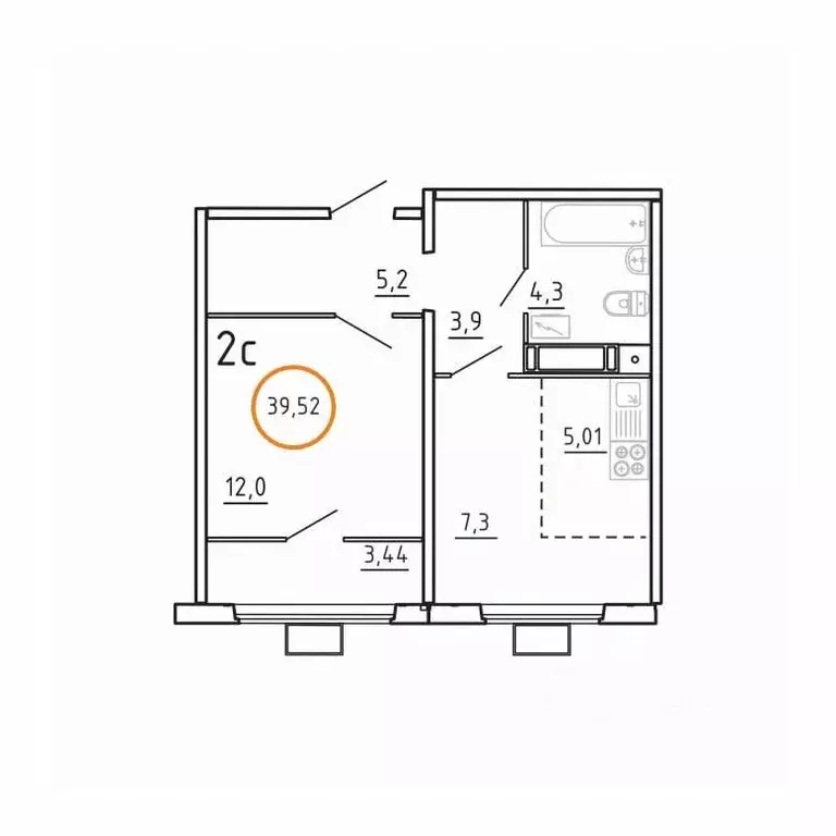 1-к кв. Челябинская область, Челябинск ул. Блюхера, 2.3.1 (39.52 м) - Фото 1