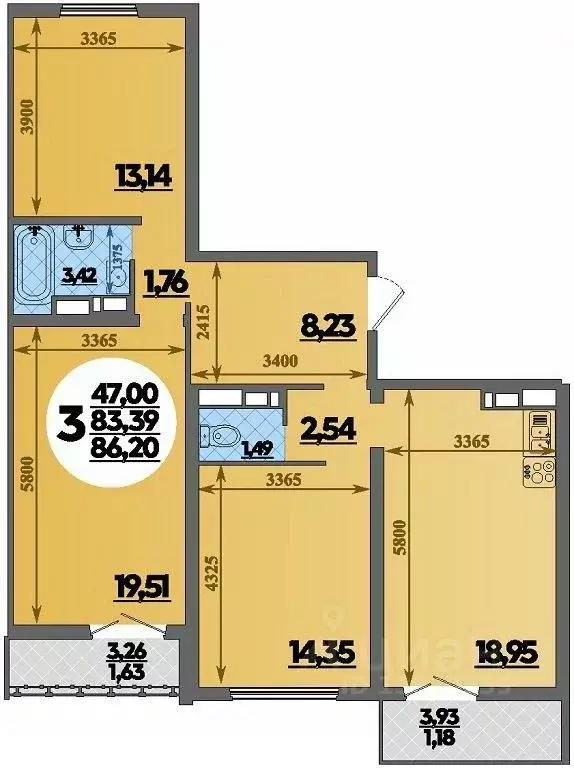 3-к кв. Краснодарский край, Новороссийск Город у Моря жилой комплекс ... - Фото 1