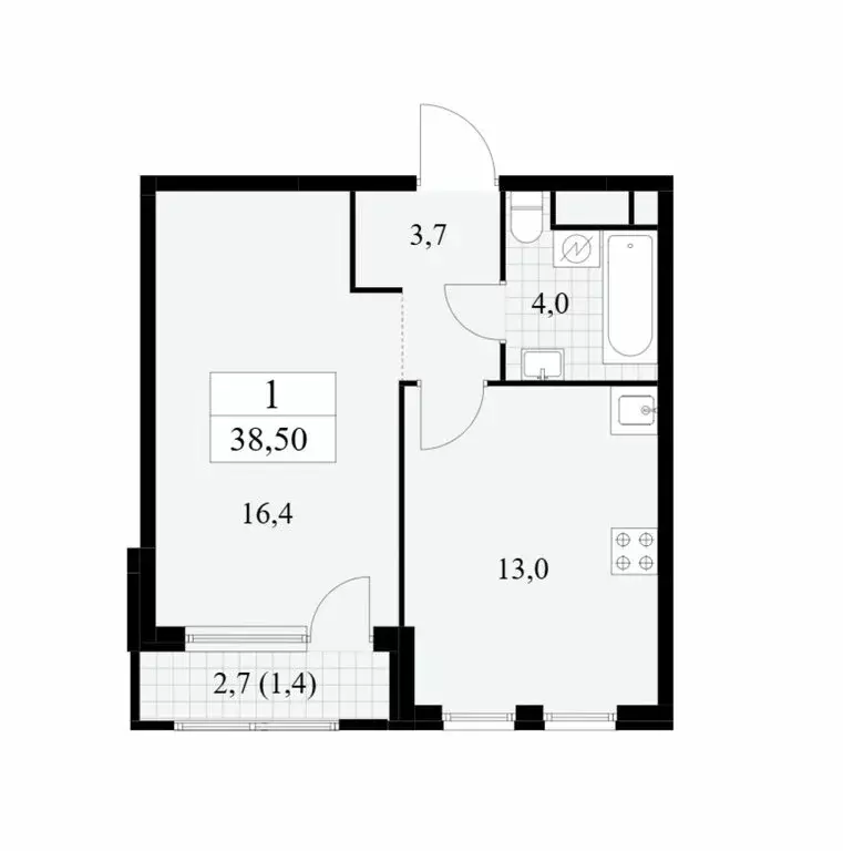 1-комнатная квартира: Москва, Бартеневская улица, 18к2 (38.5 м) - Фото 0