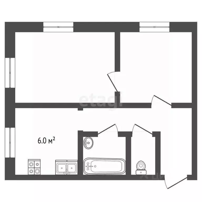 2-к кв. Пермский край, Чернушка Коммунистическая ул., 23 (39.1 м) - Фото 2