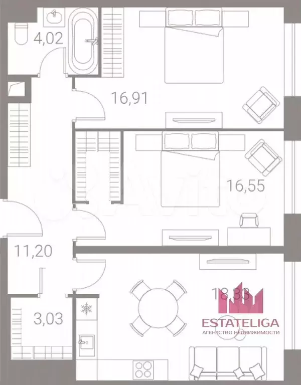 2-к. квартира, 68 м, 7/8 эт. - Фото 0