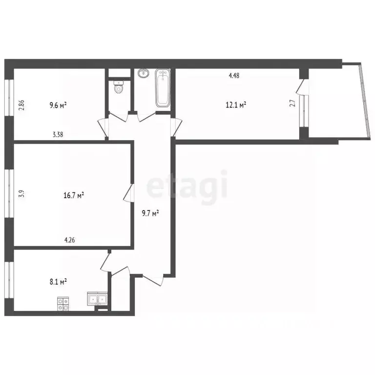 3-к кв. Москва проезд 3-й Марьиной рощи, 5 (60.0 м) - Фото 2
