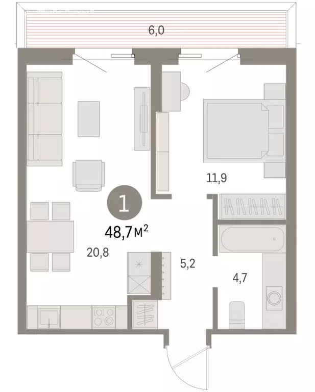 1-комнатная квартира: Курган, жилой район Центральный, ЖК Дом Кино ... - Фото 1