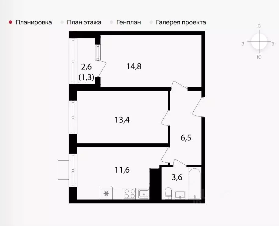 2-к кв. Москва Октябрьское Поле жилой комплекс (51.5 м) - Фото 0