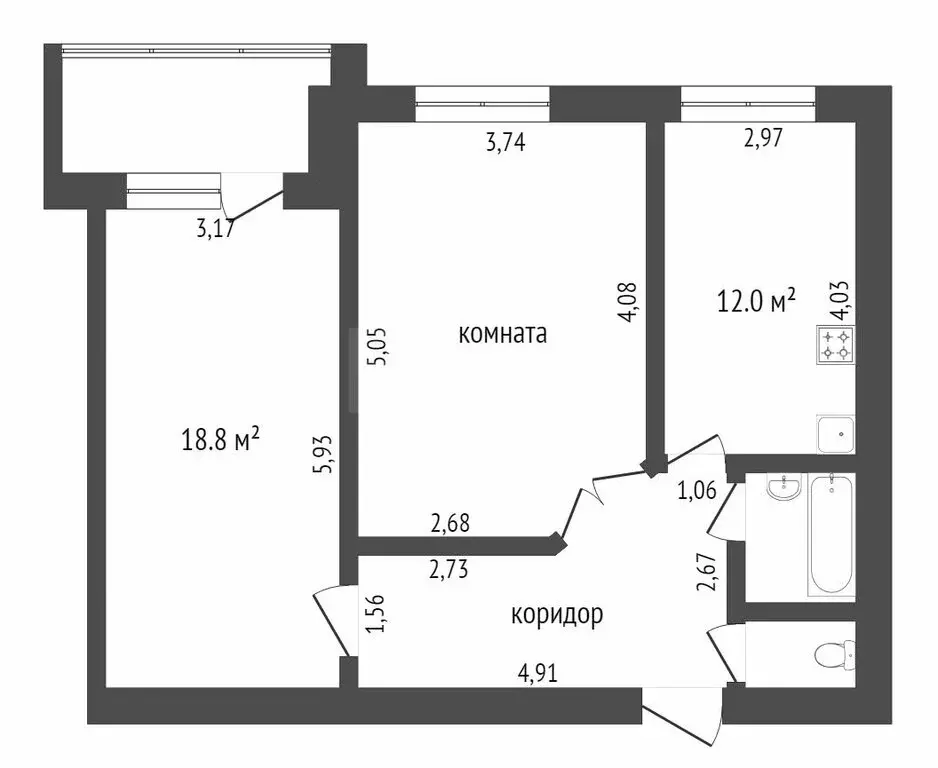 2-комнатная квартира: Тюмень, Широтная улица, 209 (61.8 м) - Фото 0