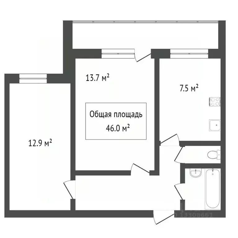 2-к кв. Томская область, Томск просп. Ленина, 156 (48.0 м) - Фото 2