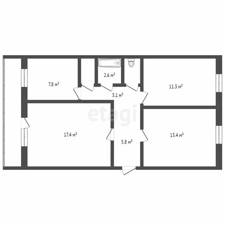 3-комнатная квартира: Кемерово, проспект Шахтёров, 36 (61 м) - Фото 0